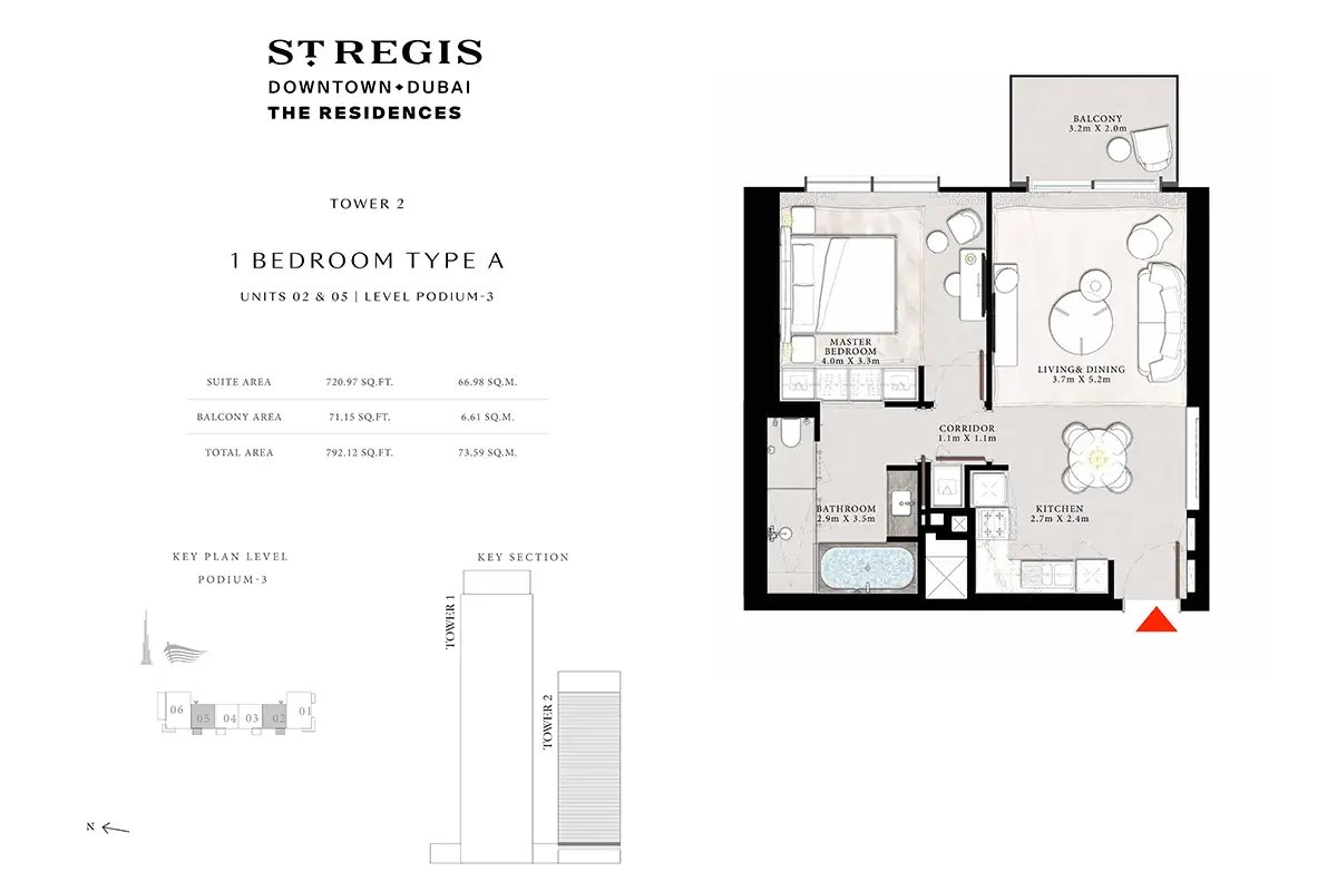 1 Bedroom floor plan