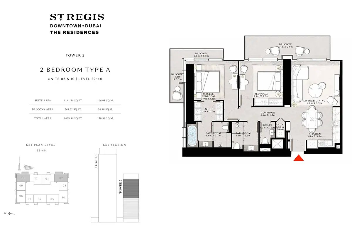 2 Bedrooms floor plan