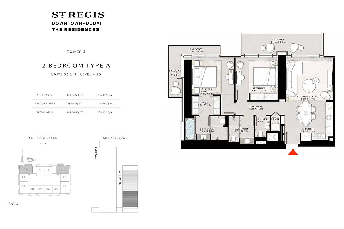 2 Bedrooms floor plan