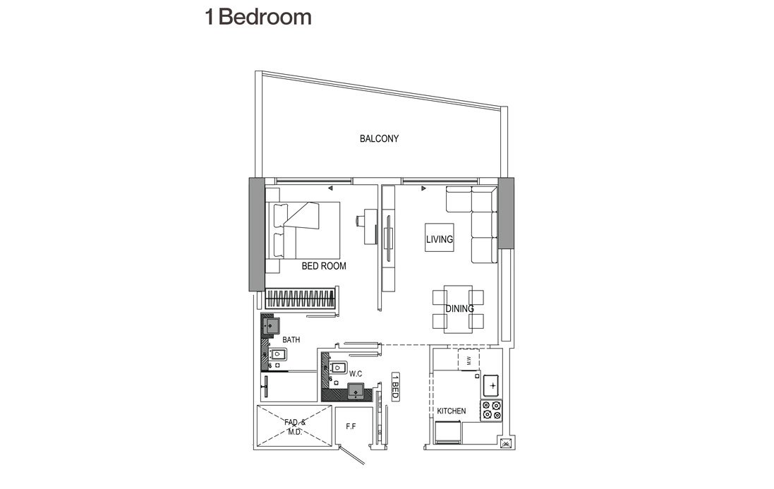 1 Bedroom floor plan