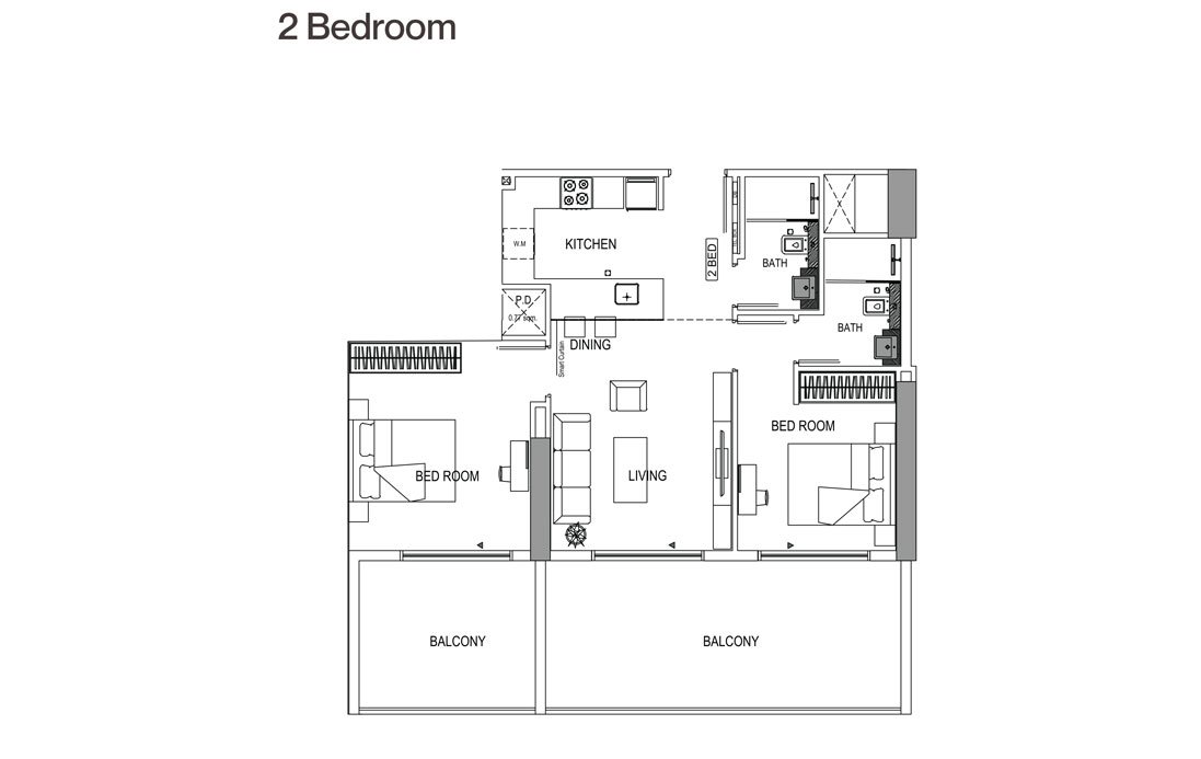 2 Bedroom floor plan