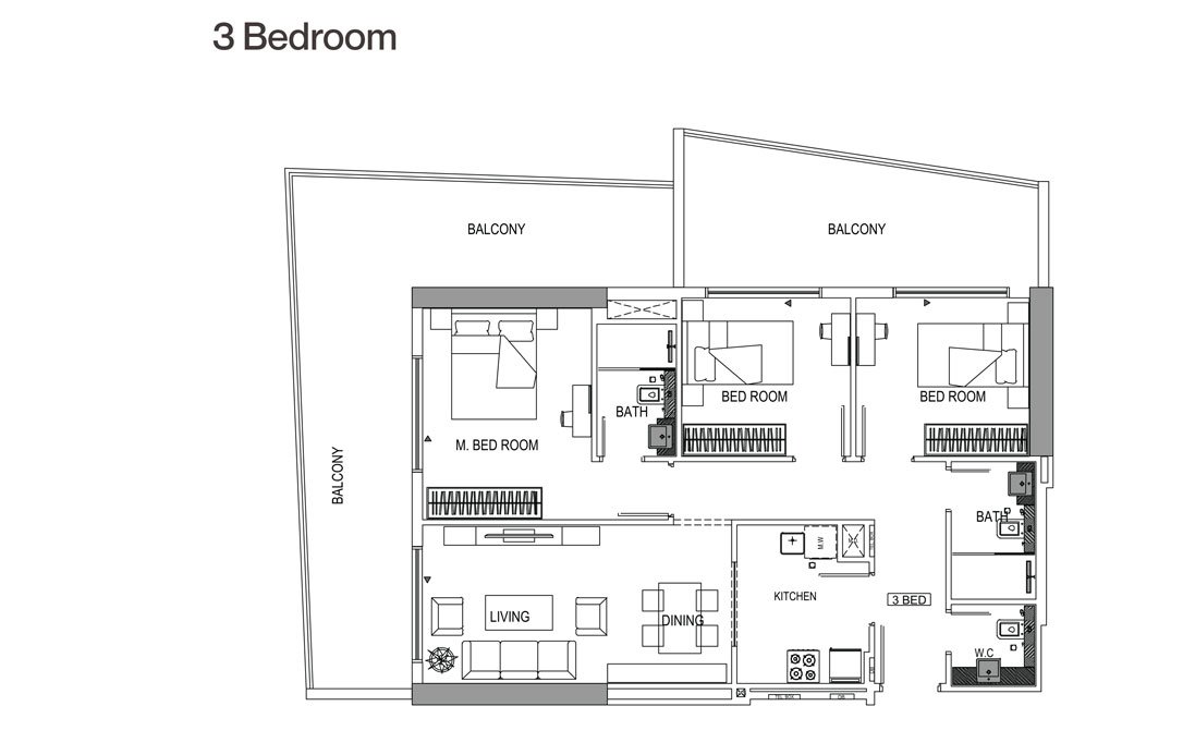 3 Bedroom floor plan
