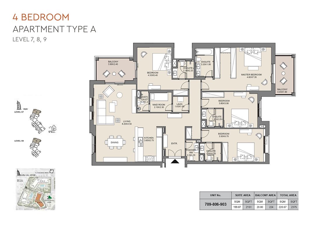 4 Bedrooms floor plan