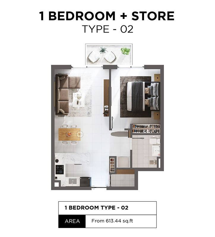 1 Bedroom floor plan
