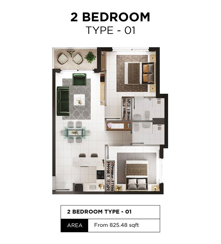 2 Bedroom floor plan