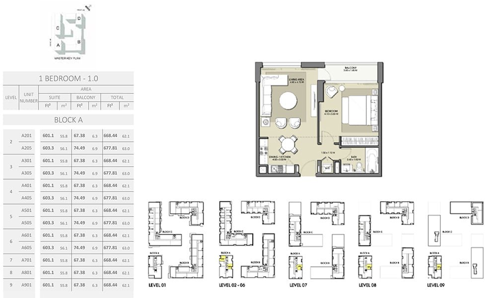 1 Bedroom floor plan