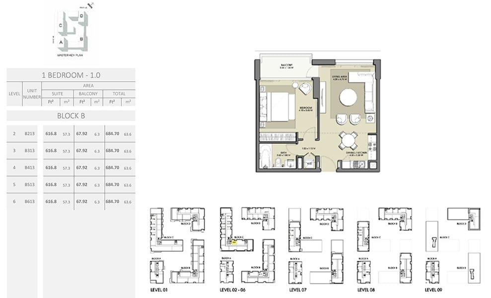 1 Bedroom floor plan