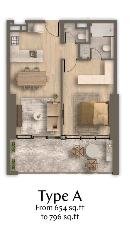 1 Bedroom floor plan