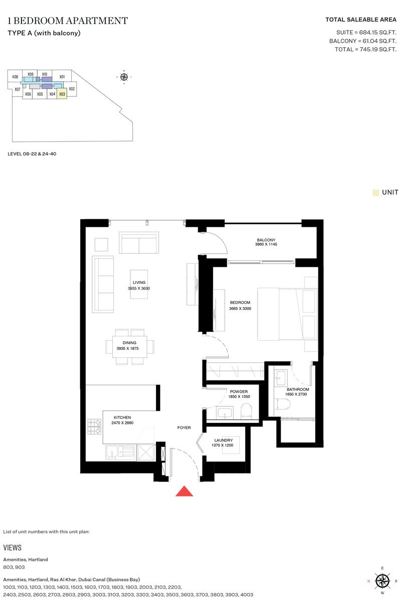 1 Bedroom floor plan