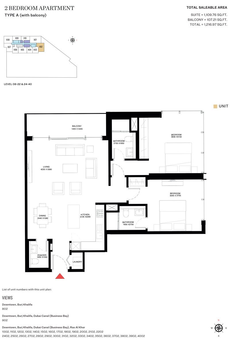 Sobha Creek Vistas Grande 2 Bedroom Type A floor plan