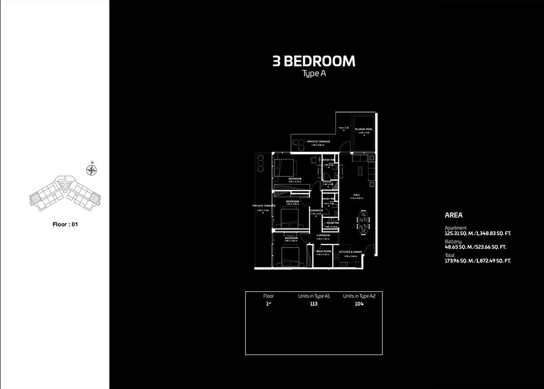 3 Bedroom floor plan