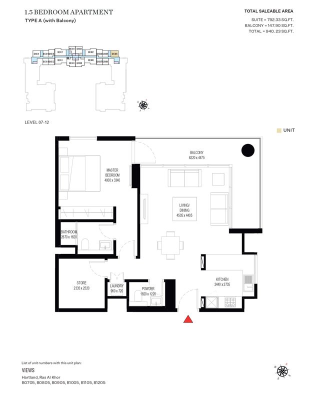 1 Bedroom + Study floor plan