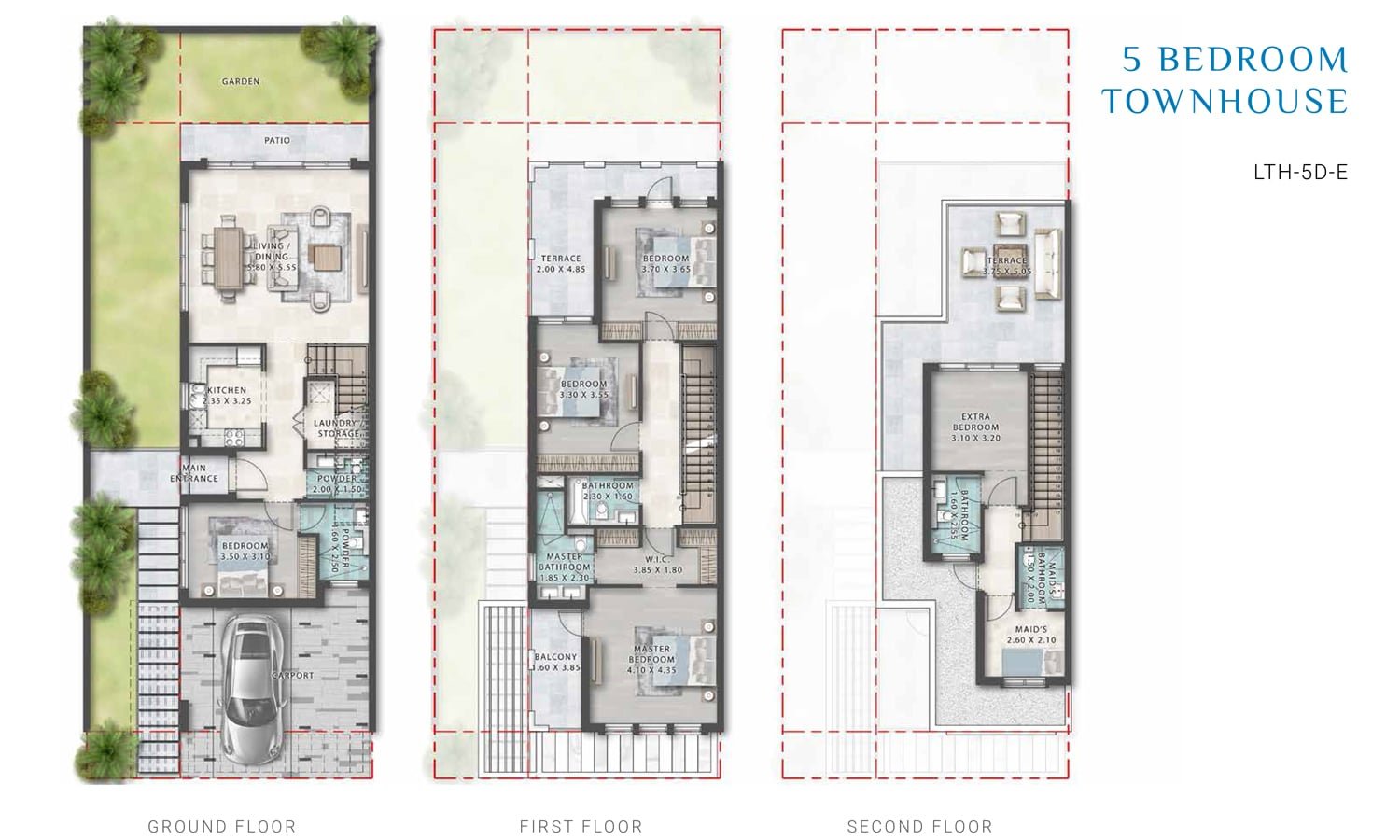 5 Bedrooms + Maid floor plan