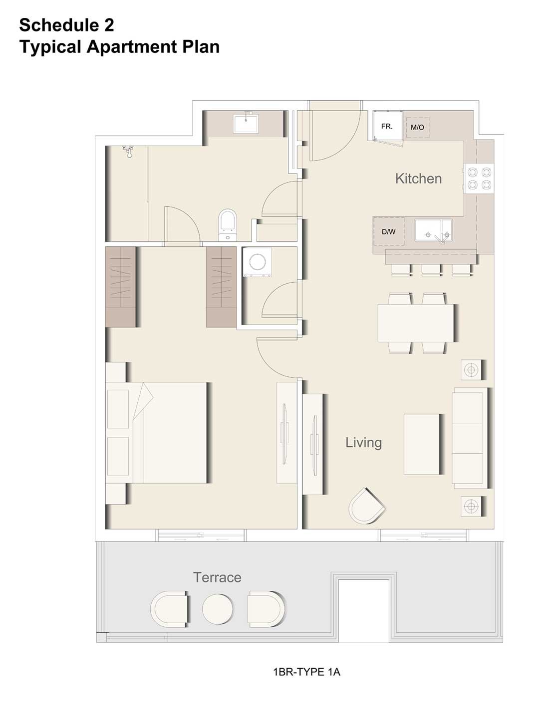 1 Bedroom floor plan