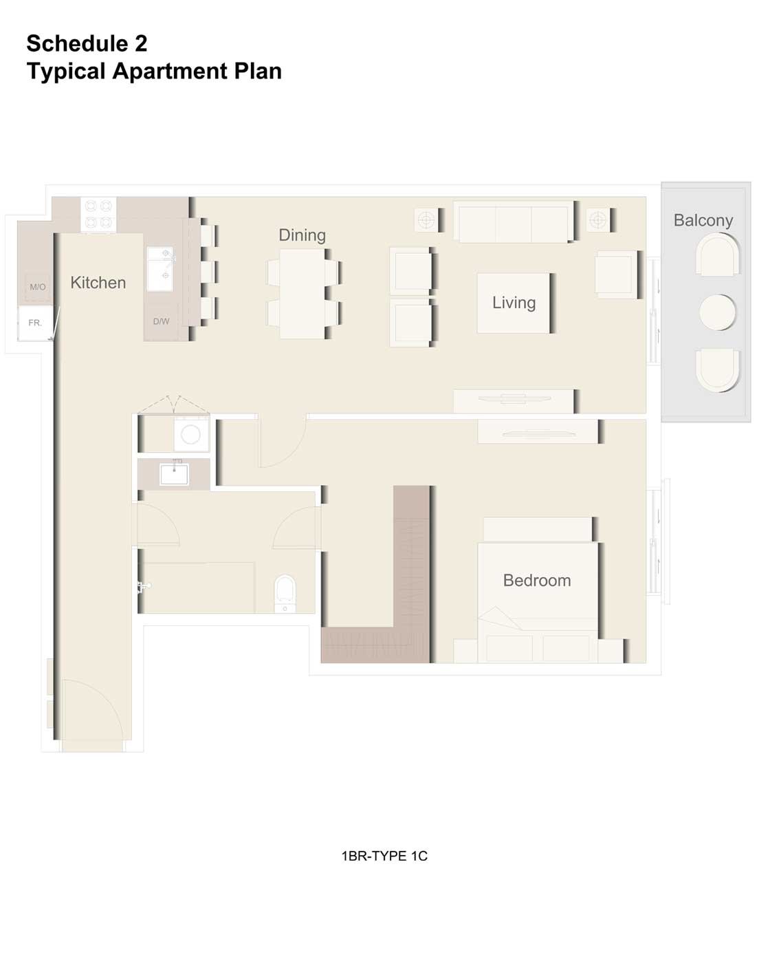1 Bedroom floor plan
