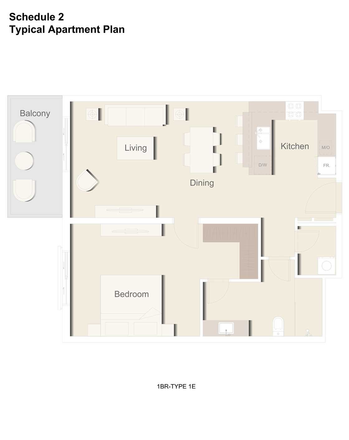 1 Bedroom floor plan