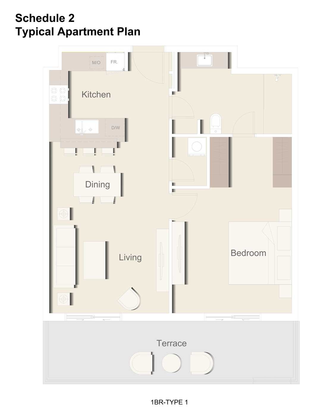 1 Bedroom floor plan