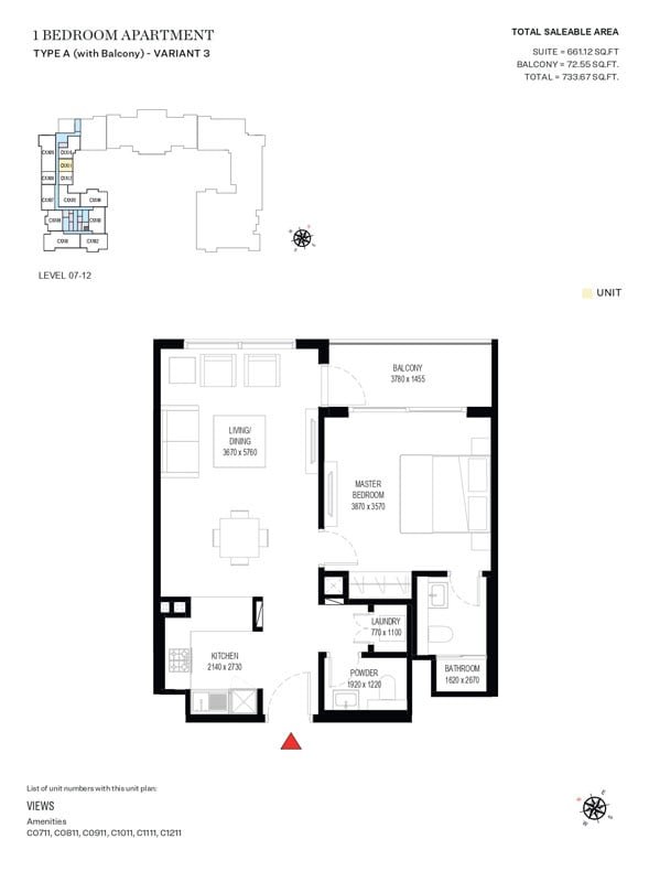 1 Bedroom floor plan