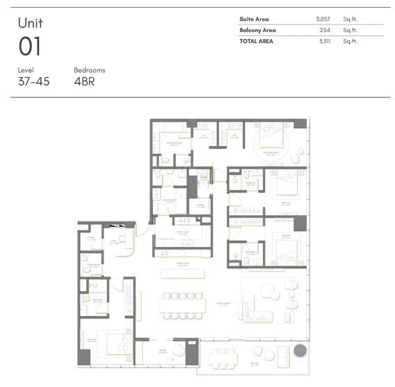 4 Bedrooms floor plan