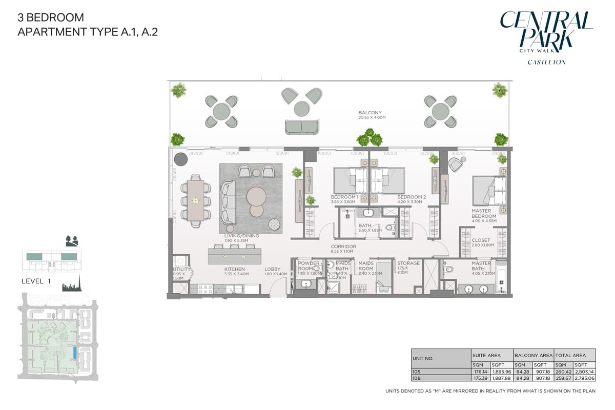 3 Bedroom floor plan