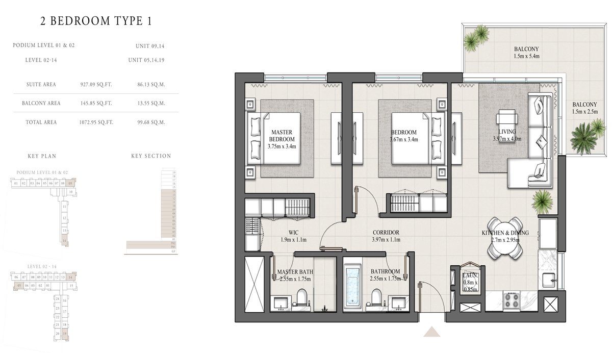 2 Bedroom floor plan