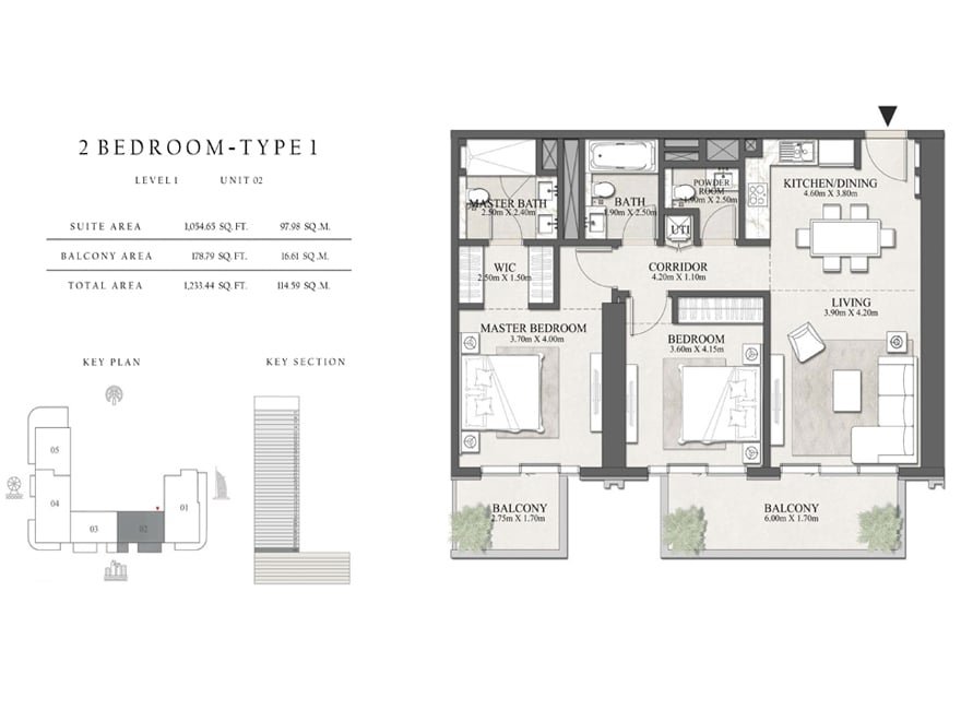 2 Bedroom floor plan
