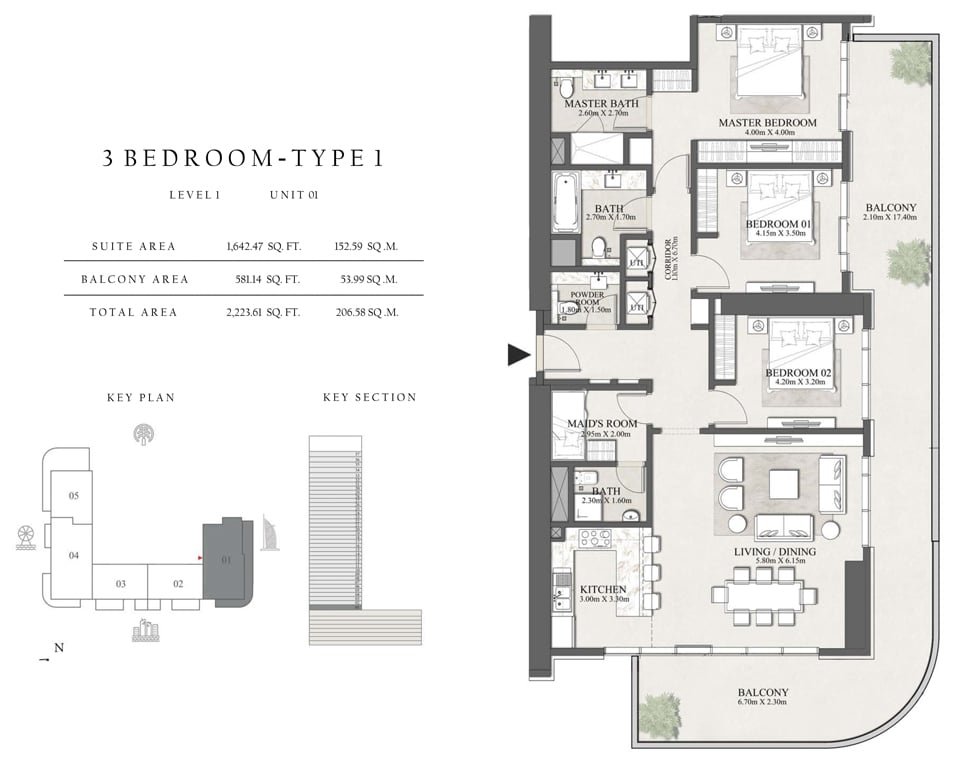 3 Bedroom floor plan