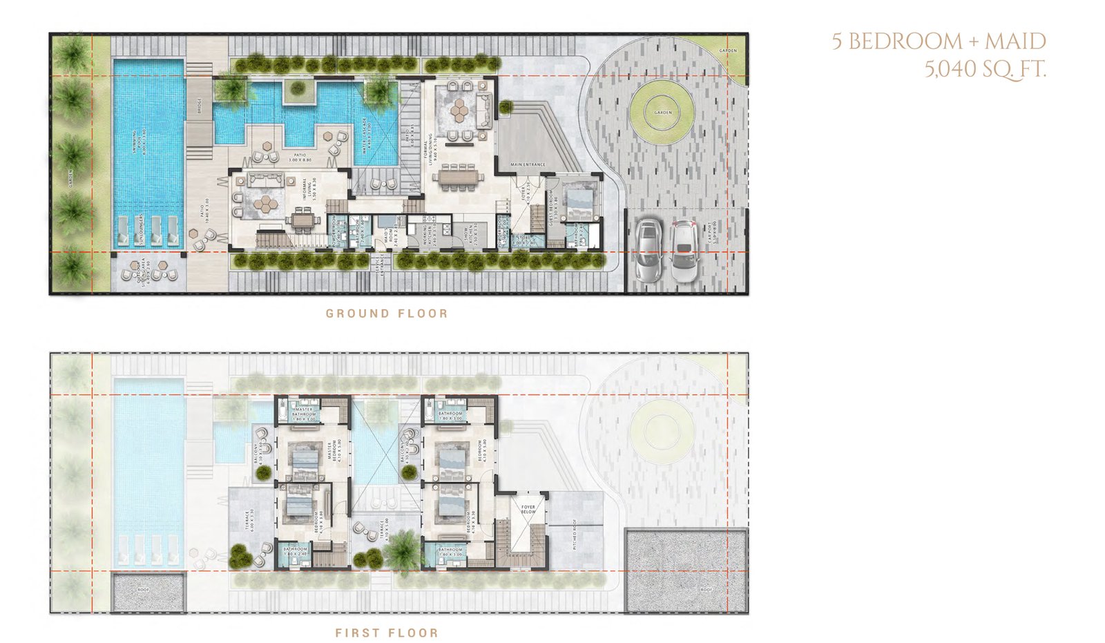 5 Bedrooms + Maid floor plan