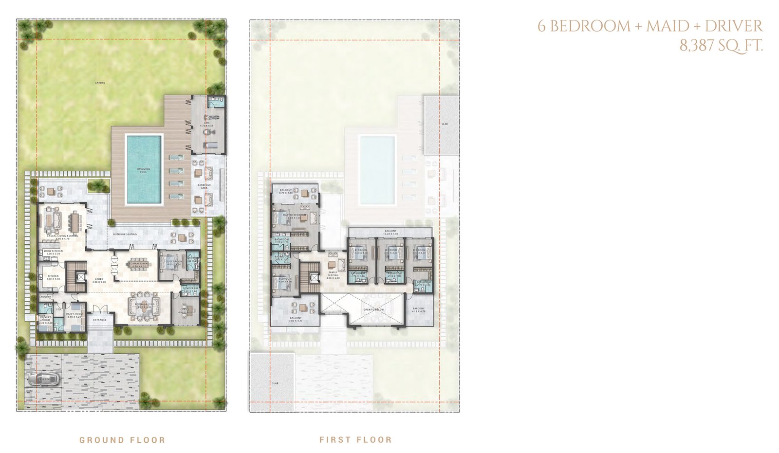 6 Bedrooms + Maid floor plan