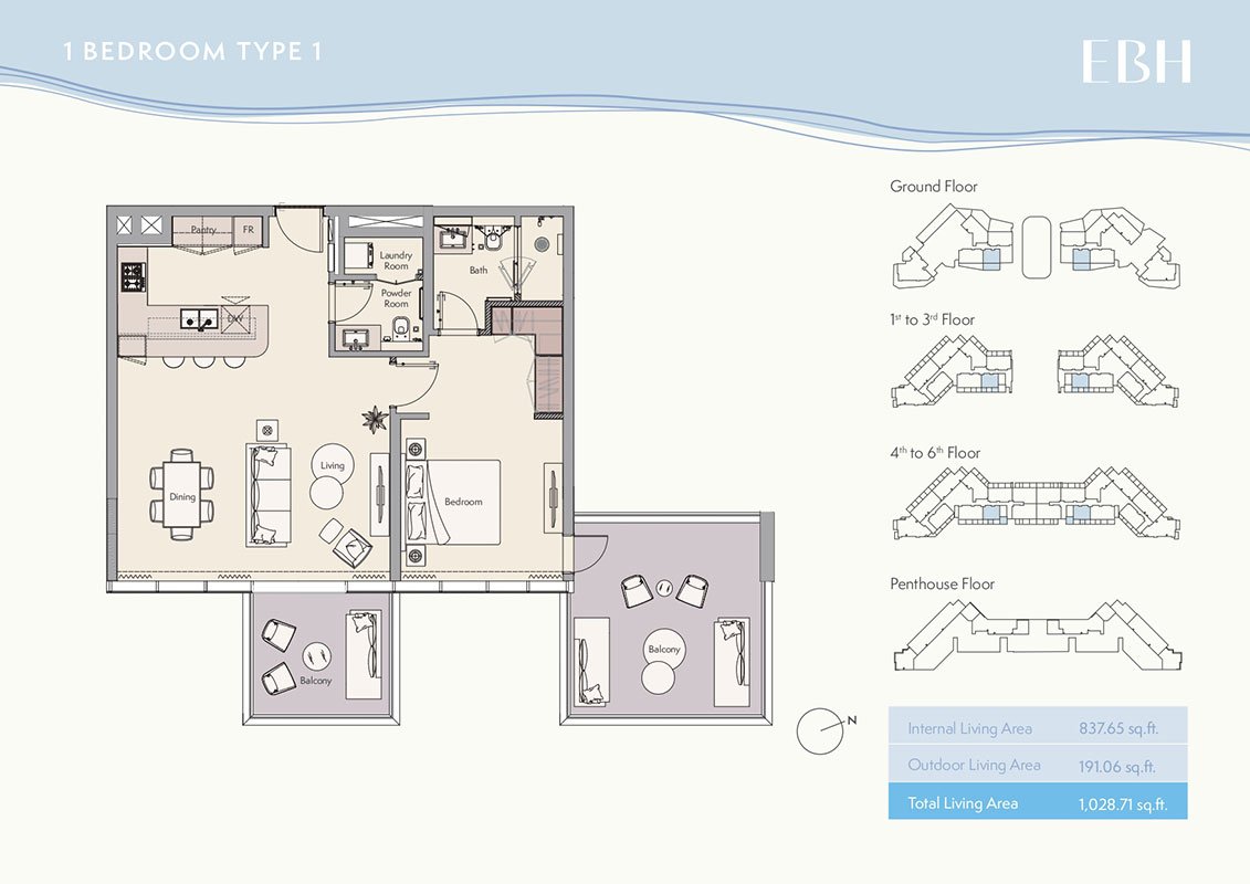 1 Bedroom floor plan