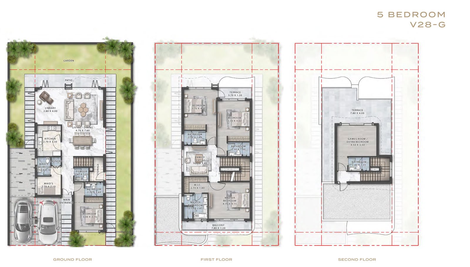 5 Bedrooms + Maid floor plan