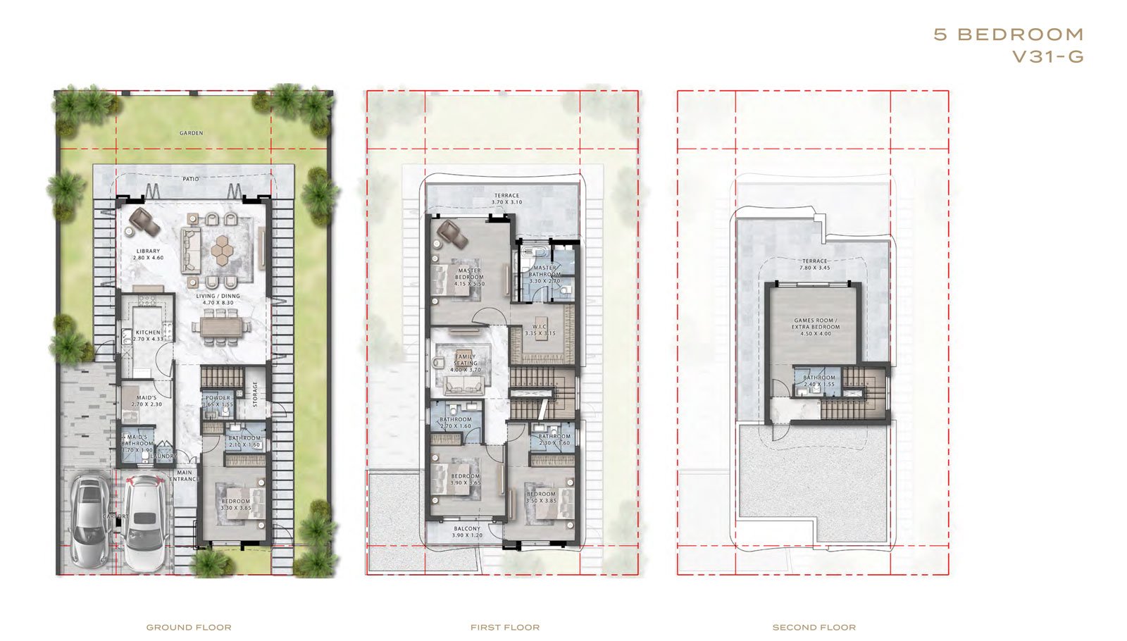 5 Bedrooms + Maid floor plan