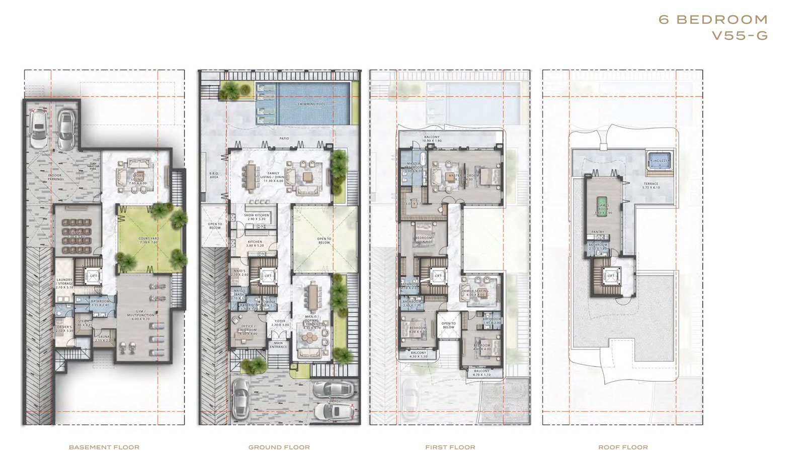 6 Bedrooms + Maid floor plan