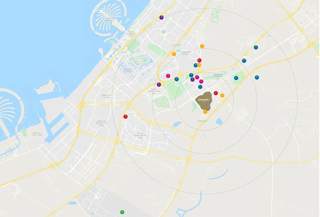 Gems Estates at Damac Hills location map