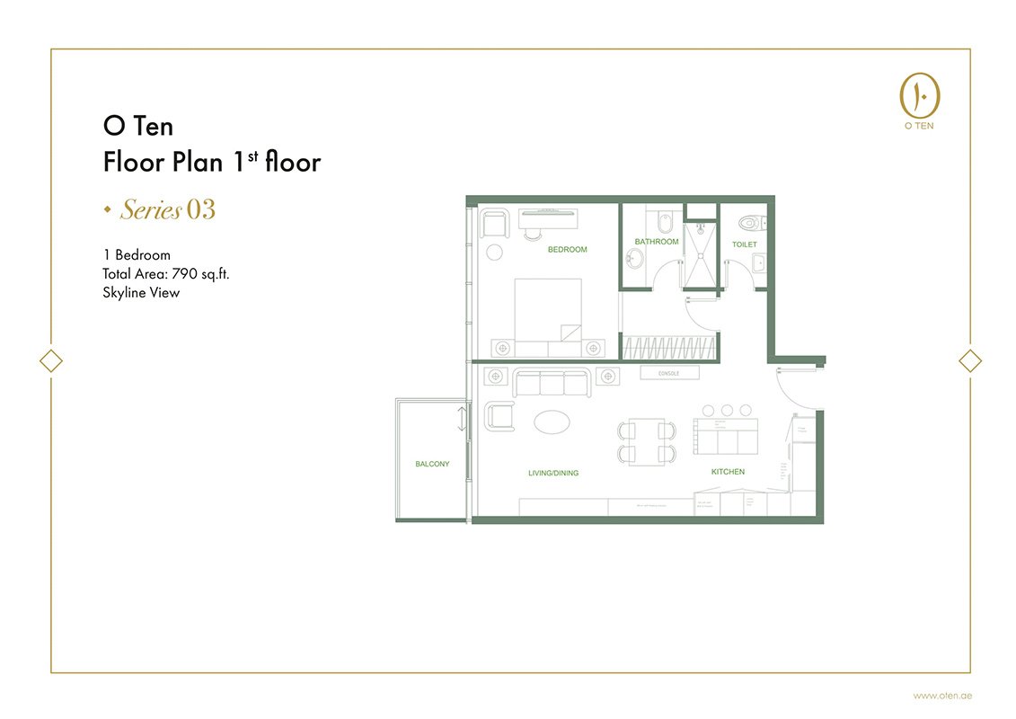 1 Bedroom floor plan