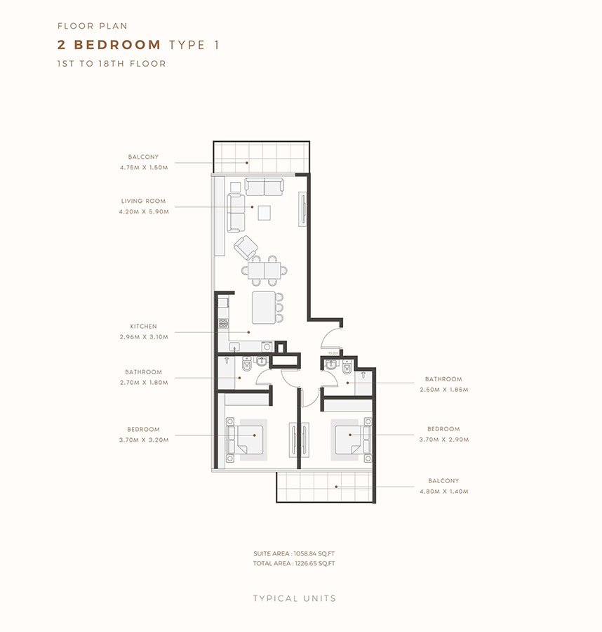 2 Bedroom floor plan