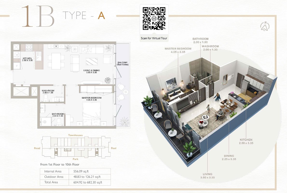 1 Bedroom floor plan