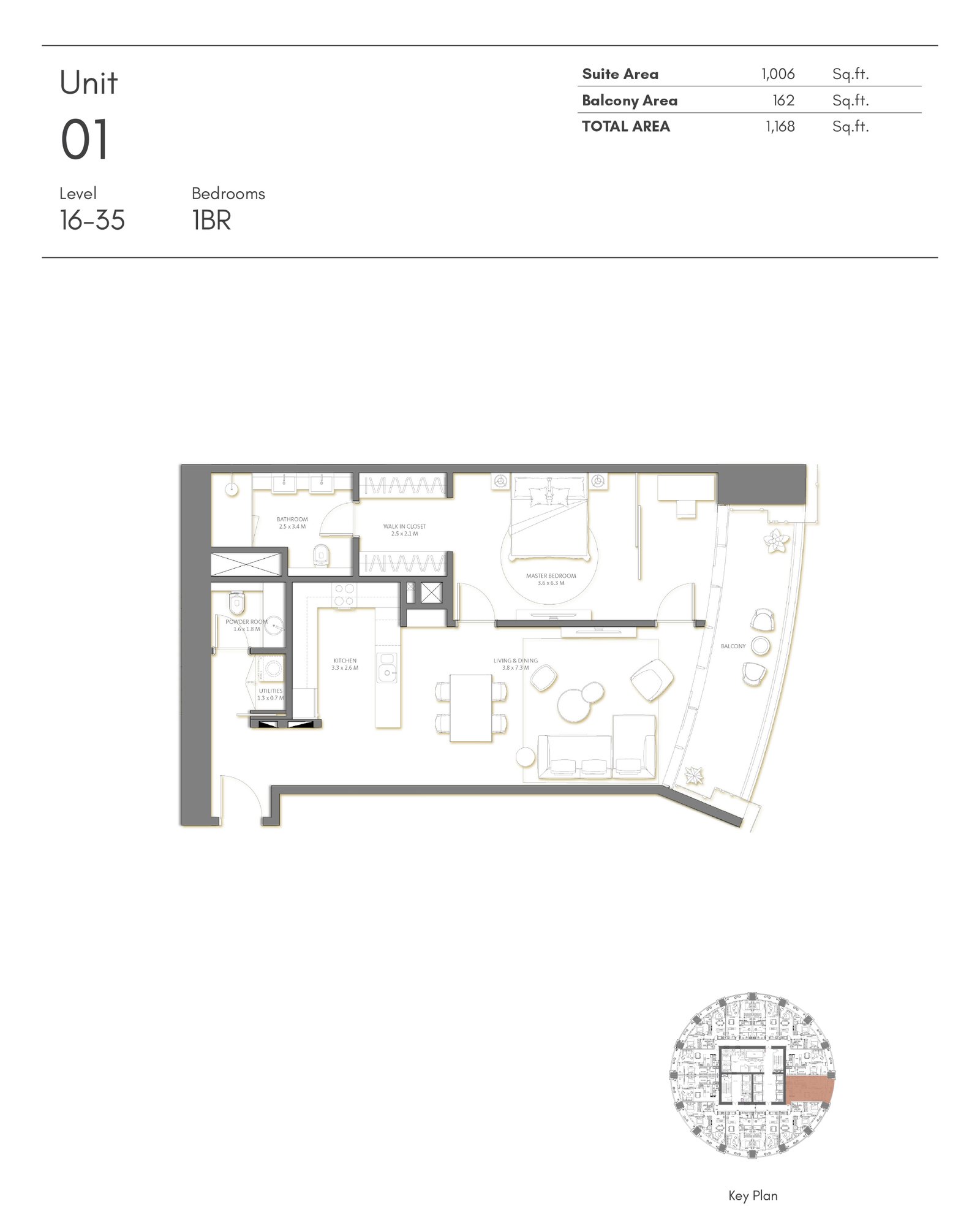 1 Bedroom floor plan