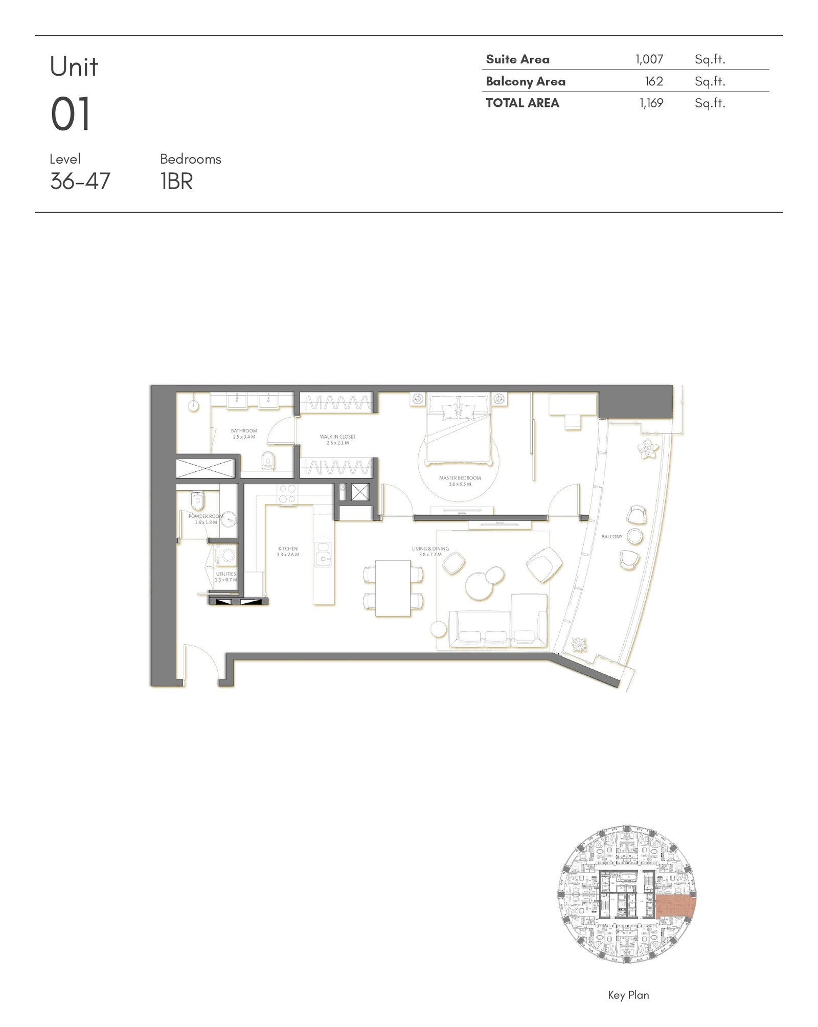 1 Bedroom floor plan