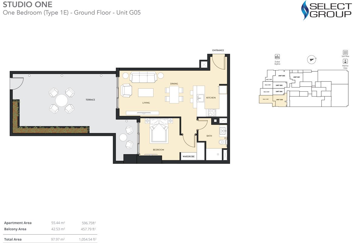 1 Bedroom floor plan