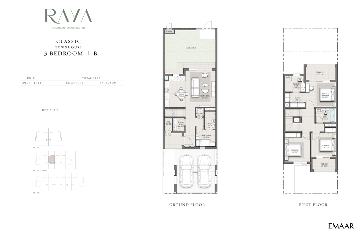3 Bedrooms + Maid floor plan