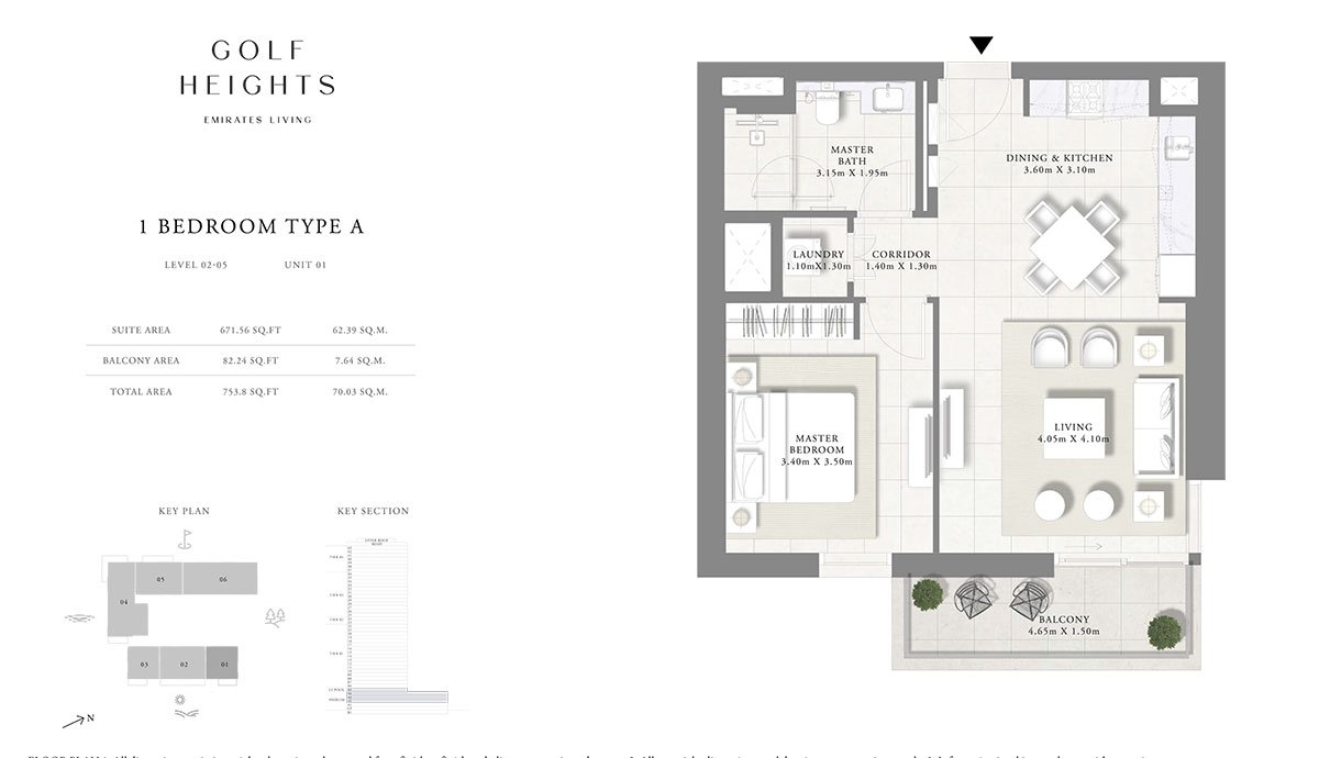 1 Bedroom floor plan