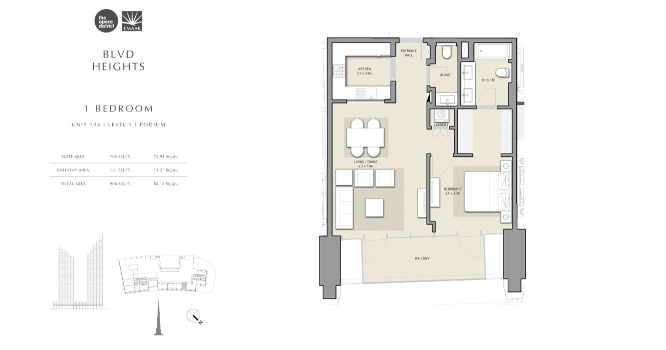 1 Bedroom floor plan
