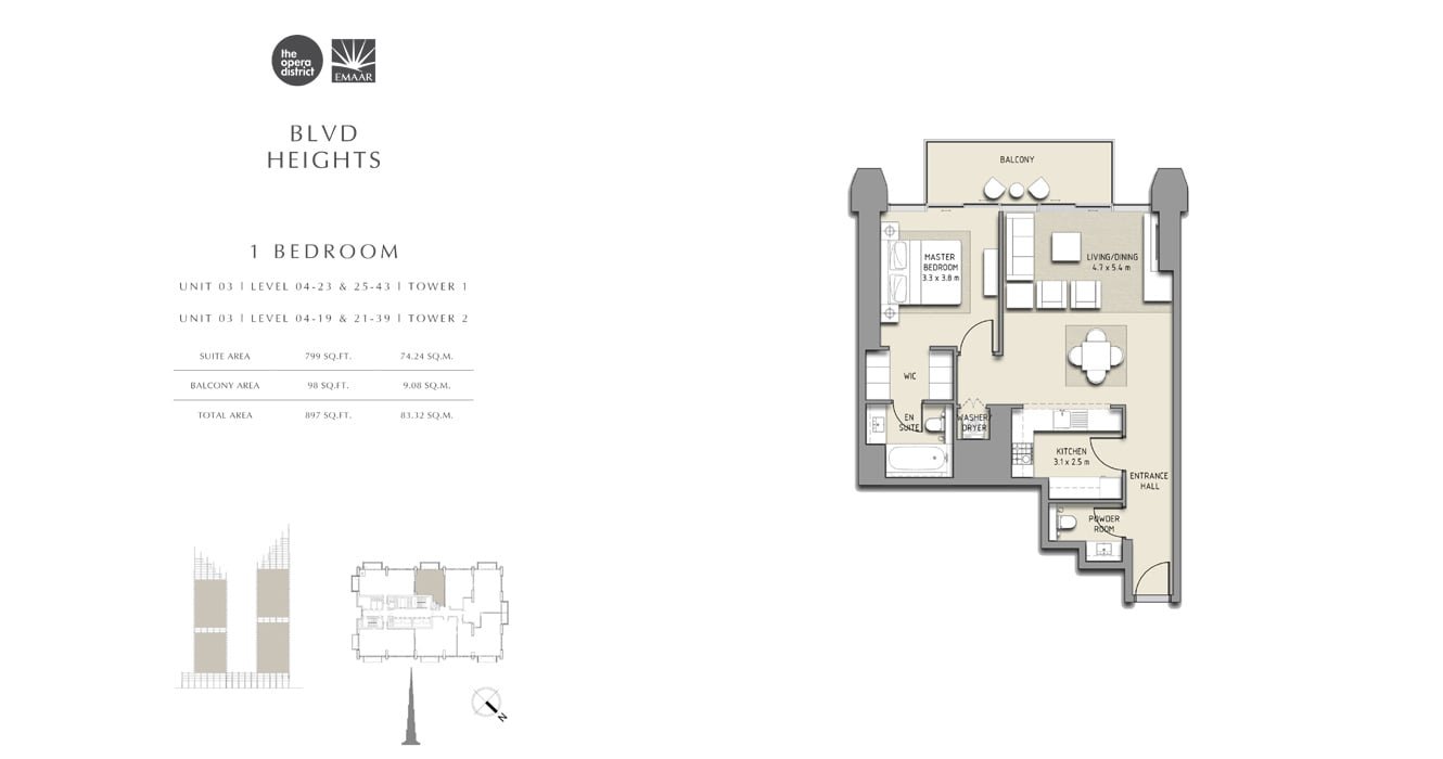 1 Bedroom floor plan