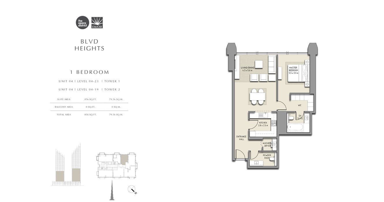 1 Bedroom floor plan