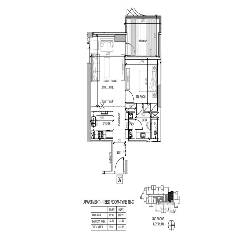 1 Bedroom floor plan