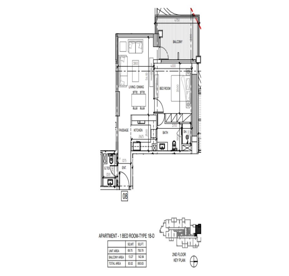 1 Bedroom floor plan