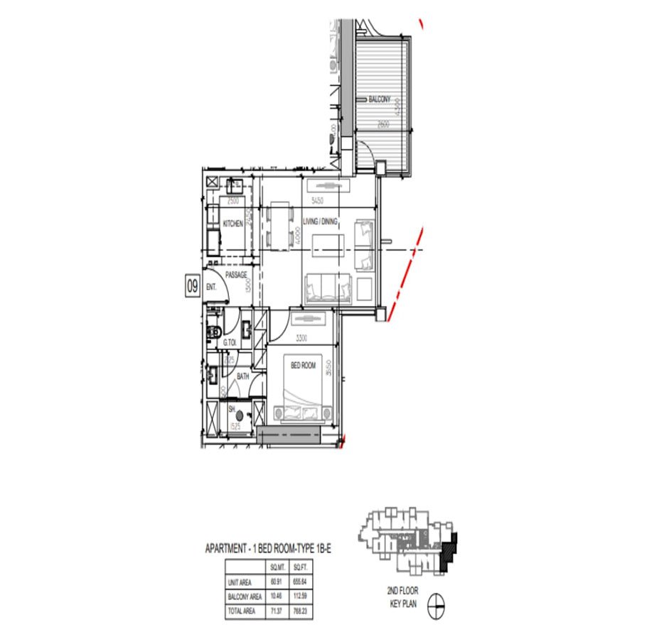 1 Bedroom floor plan