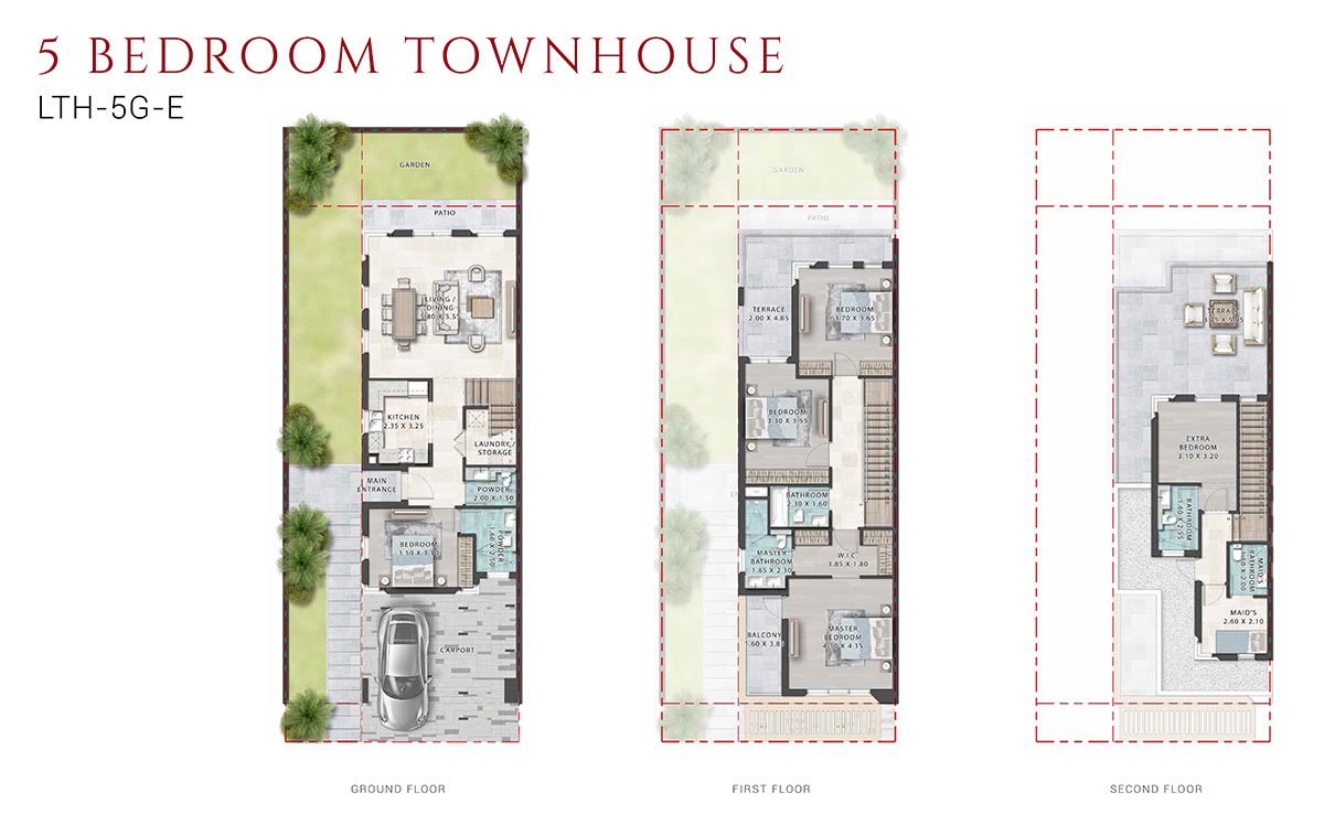 5 Bedrooms + Maid floor plan