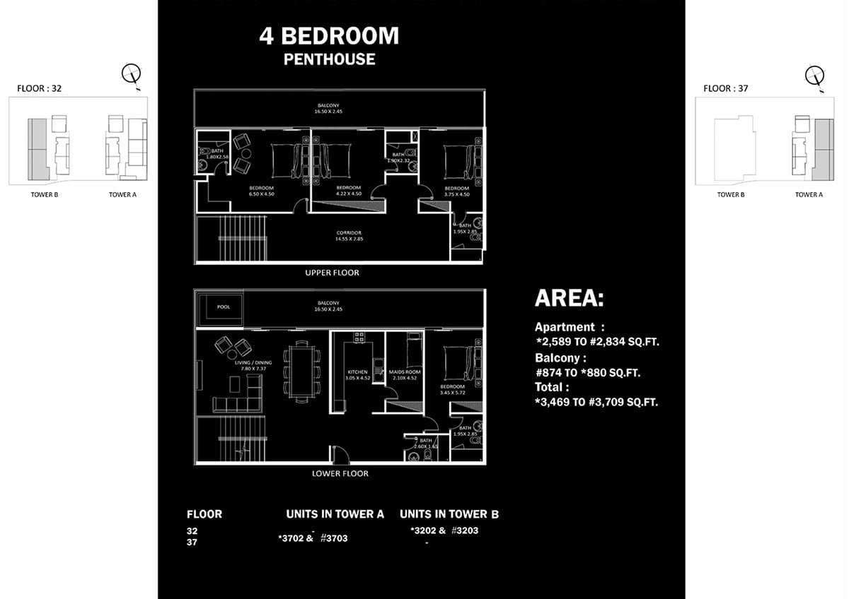 4 Bedrooms + Maid floor plan